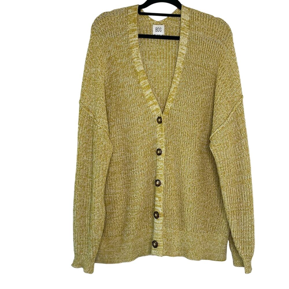 Urban Outfitters BDG Harper Yellow Marled Longline Button Up Cardigan Medium
